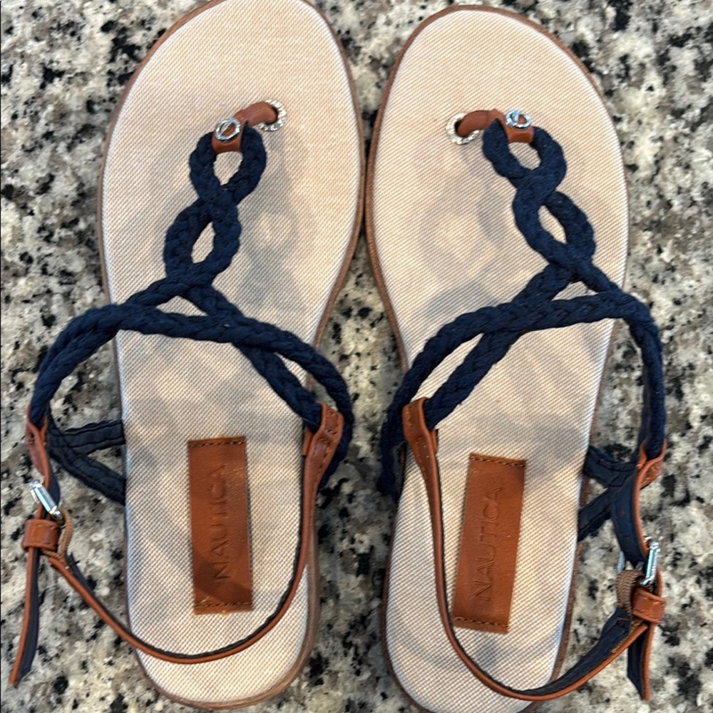 Nautica Women's Navy and Tan Sandals